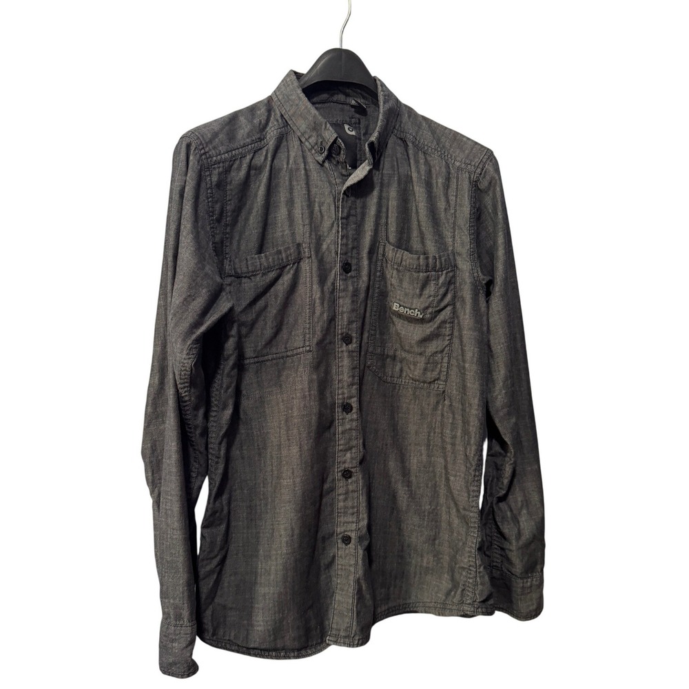 Bench Mens Charcoal Grey Cotton Long Sleeve Button Down Shirt Size M BMAA 0958